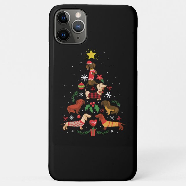 Funda De Case-Mate Para iPhone Divertido árbol de Navidad Dachshund (Reverso)
