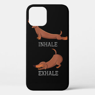 Funda Para iPhone 12 Divertido Dachshund Weiner Perro Yoga Inhale Exhal
