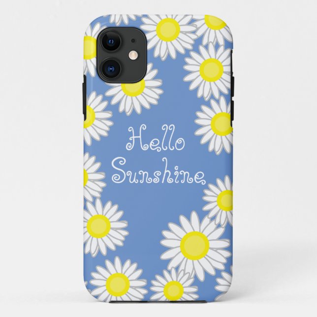 Funda De Case-Mate Para iPhone Divertido Daisy Azul Amarillo Blanco Hola Sunshine (Reverso)