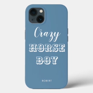 Funda Para iPhone 13 Divertido equestrillo azul loco caballo nombre niñ