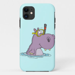 Funda Para iPhone 11 divertido lindo snorkeling natación hippo