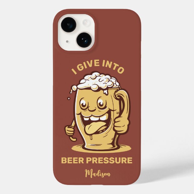 Funda De Case-Mate Para iPhone Divertido nombre personalizado y cerveza de texto (Reverso )