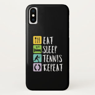 Funda Para iPhone XS Divertido tenis Deportivo Comer Sleep Tennis Repet