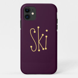 Funda Para iPhone 11 Divertido Whimsical SKI Texto Divertido fondo púrp