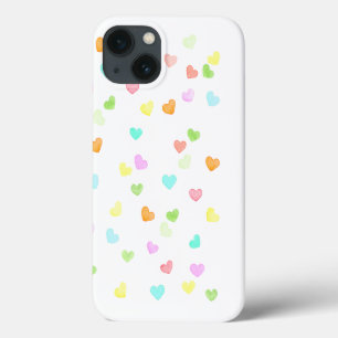 Funda Para iPhone 13 Divertidos corazones coloridos feliz acuarela