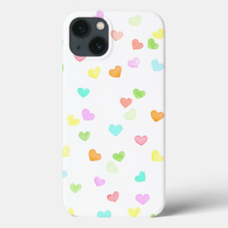 Funda Para iPhone 13 Divertidos corazones coloridos feliz acuarela