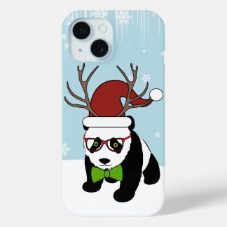 Funda Para iPhone 15 Divertidos Navidades de Hipster Panda con cánticos