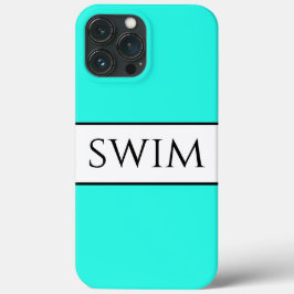 Funda Para iPhone 13 Pro Max Diviértete Texto de Natación de Rayas Blancas Aqua