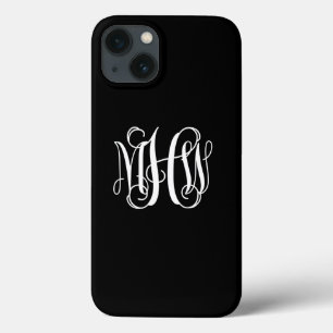 Funda Para iPhone 13 DIY BG 3 Iniciales Interbloqueo Vino Monograma Fue