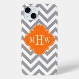 Funda Para iPhone 15 Mini Dk Gris Lg Chevron Calabaza Cuatrofoils 3 Monogram