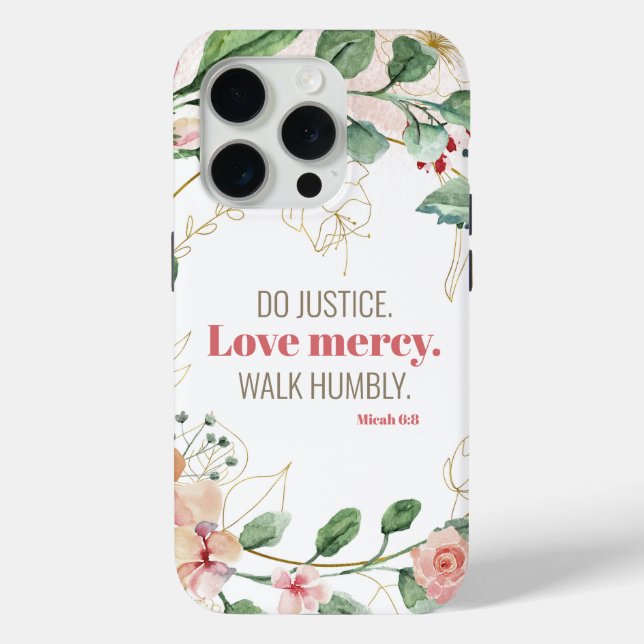 Funda De Case-Mate Para iPhone Do Justice Floral Micah 6:8 (Reverso )