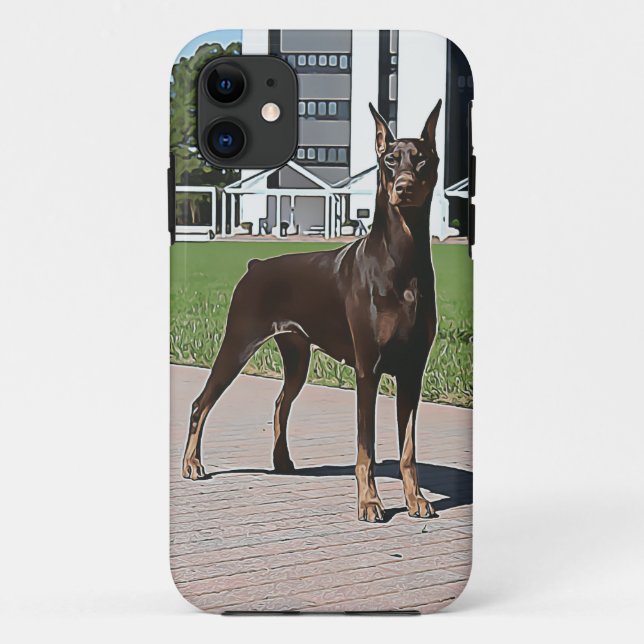 Funda De Case-Mate Para iPhone Doberman rojo (v11-1) (Reverso)