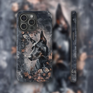 Funda Para iPhone 15 Pro Max Doberman y Wildflowers