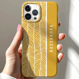 Funda Para iPhone 15 Doble Espina de Pescado en Oro y Blanco con Nombre