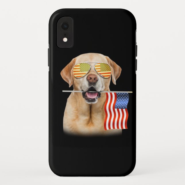 Funda De Case-Mate Para iPhone Dog Lover | Bandera estadounidense de Labrador Ret (Reverso)