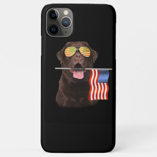 Funda Para iPhone 11 Pro Max Dog Lover Chocolate Labrador Bandera estadounide