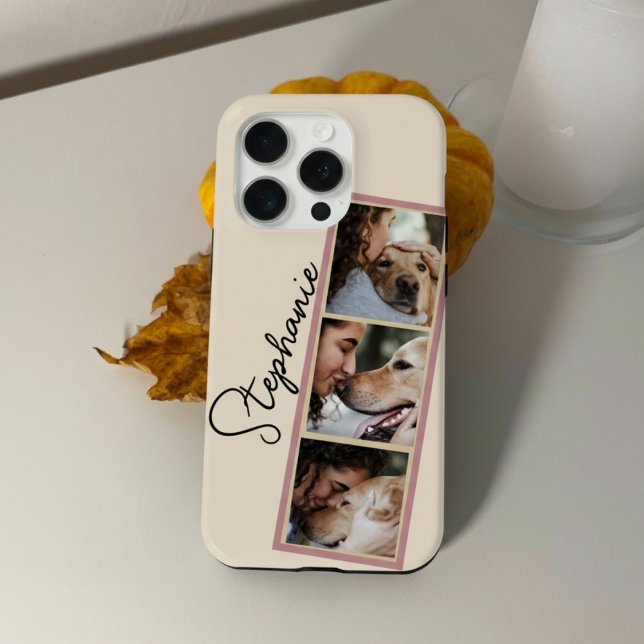 Funda De Case-Mate Para iPhone Dog Photo Collage Name Cream Pet  (Subido por el creador)