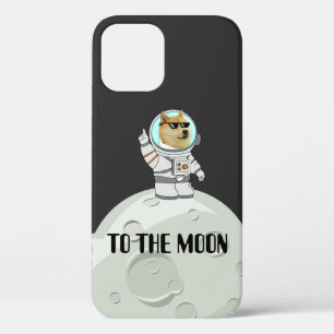 Funda Para iPhone 12 Dogecoin a la luna divertido perro astronauta negr