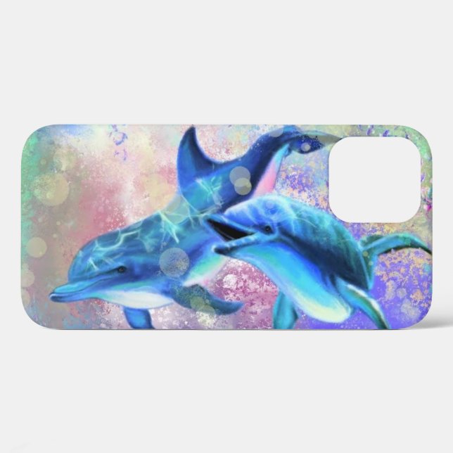 Funda De Case-Mate Para iPhone Dolphin Couple Blue (Reverso (Horizontal))