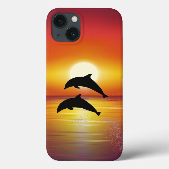 Funda De Case-Mate Para iPhone Dolphins Ocean Sunset Pareja Jugando Love iPad Cas (Reverso)