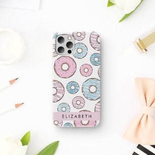 Funda Para iPhone 12 Pro Donuts rosas, donuts azules, rociadores, tu nombre