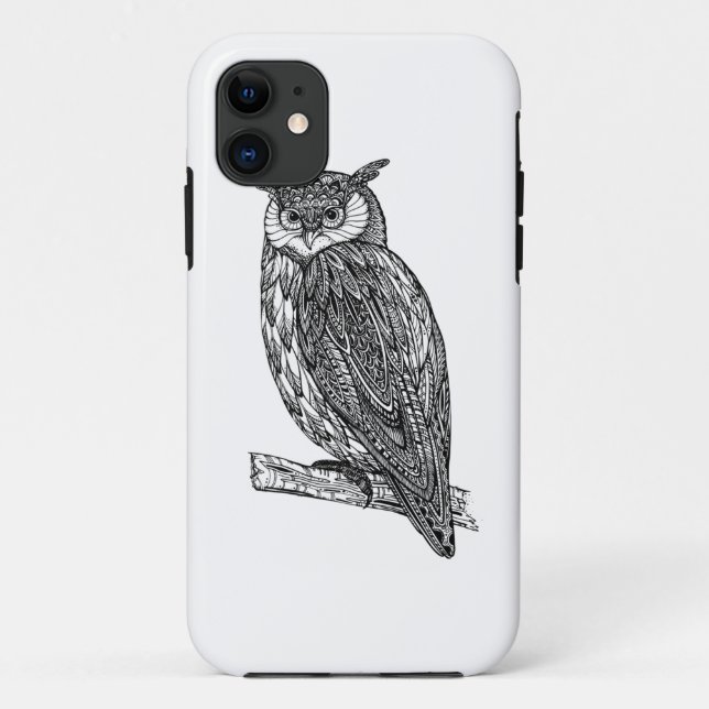 Funda De Case-Mate Para iPhone Doodle animal del búho del tótem salvaje (Reverso)