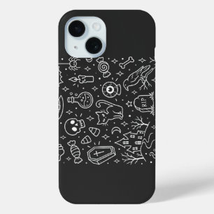 Funda Para iPhone 15 Doodle de Halloween de vuelta