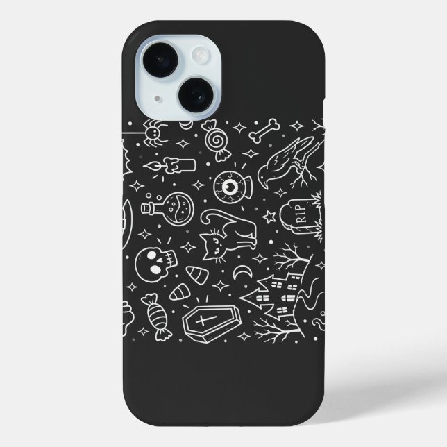 Funda De Case-Mate Para iPhone Doodle de Halloween de vuelta (Reverso )