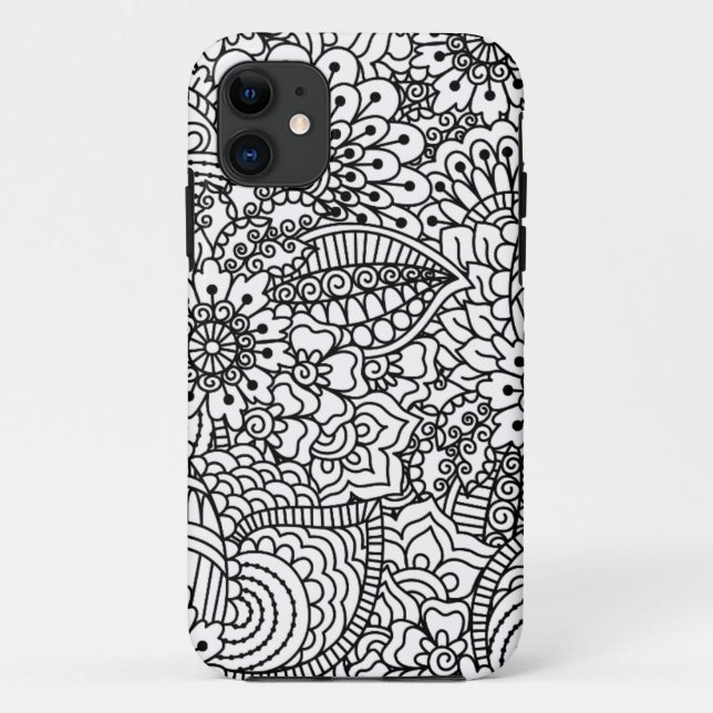 Funda De Case-Mate Para iPhone Doodle de la flor (Reverso)