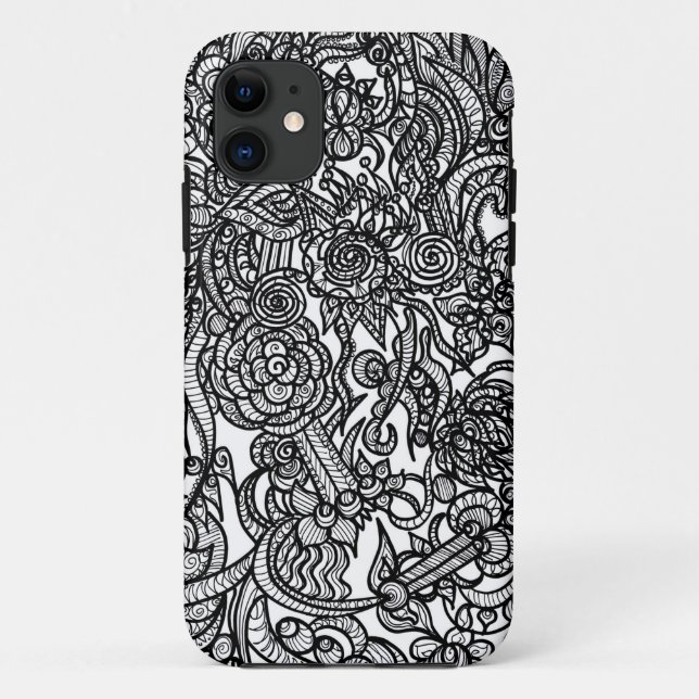 Funda De Case-Mate Para iPhone Doodle de la flor (Reverso)