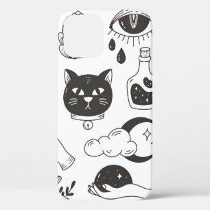 Funda Para iPhone 12 doodle de tatuaje místico dibujado a mano, insigni