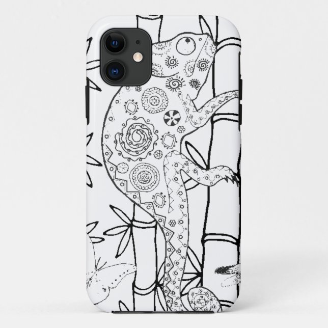 Funda De Case-Mate Para iPhone Doodle del camaleón (Reverso)