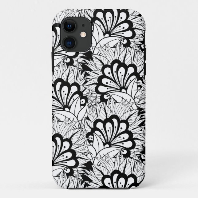 Funda De Case-Mate Para iPhone Doodle del estampado de plores (Reverso)