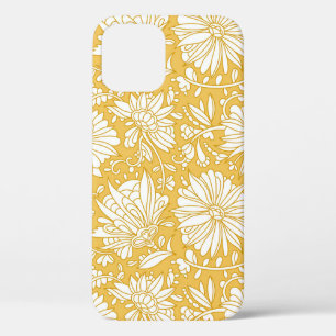 Funda Para iPhone 12 Doodle dorado floral, abstracto dibujado a mano