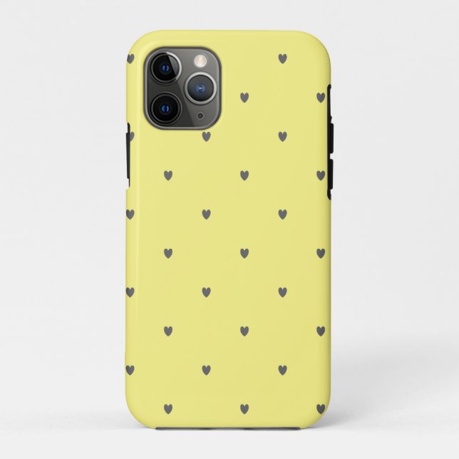 Funda De Case-Mate Para iPhone Doodle Gray Heart Pattern Personalizado amarillo C (Reverso)