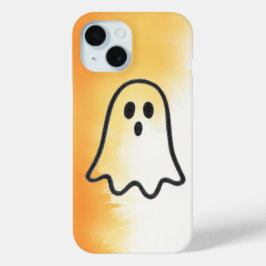 Funda Para iPhone 15 Doodle minimalista de fantasma de carbón vegetal