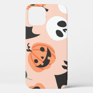 Funda Para iPhone 12 Doodles de Halloween, calabazas, patrón de murciél