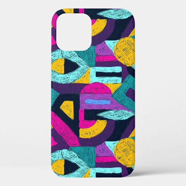 Funda De Case-Mate Para iPhone Doodles retro: arte pop geométrico. (Reverso )