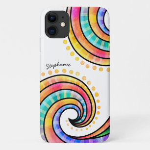 Funda Para iPhone 11 Doodles y Swirls coloridos con nombre