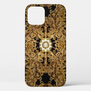 Funda Para iPhone 12 Dorado Seamless mano dibujada, fondo vintage. Sn