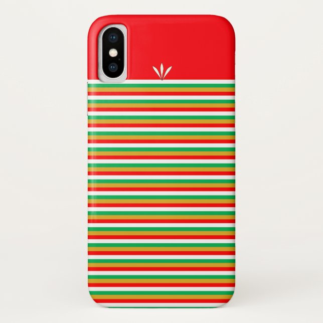 Funda De Case-Mate Para iPhone Dorado Verde Rojo Blanco Rayado (Reverso)