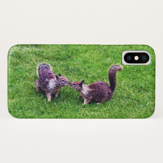 Funda De Case-Mate Para iPhone Dos ardillas besándose (Reverso (horizontal))