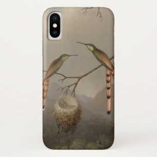 Funda Para iPhone X Dos colibríes con sus jóvenes