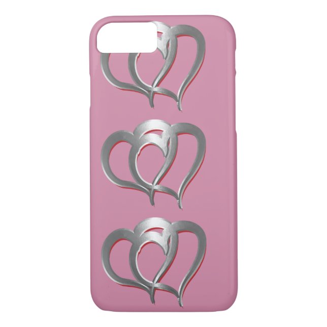 Funda De Case-Mate Para iPhone Dos corazones cromados (Reverso)