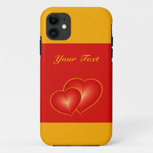 Funda Para iPhone 11 Dos corazones rojos, Personalizado gráfico de arte