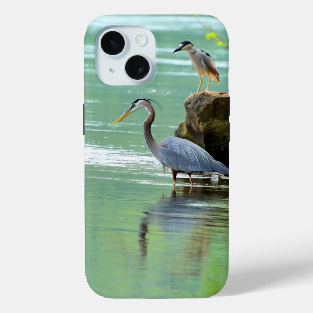 Funda De Case-Mate Para iPhone Dos garzas a orillas del río (Reverso )