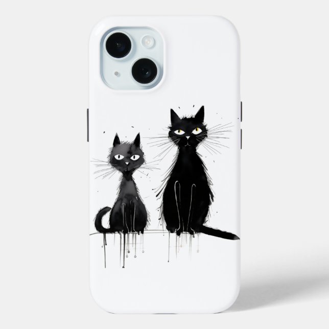 Funda De Case-Mate Para iPhone Dos gatos negros (Reverso )