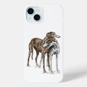 Funda Para iPhone 15 Mini Dos Greyhound Friends Dog Art