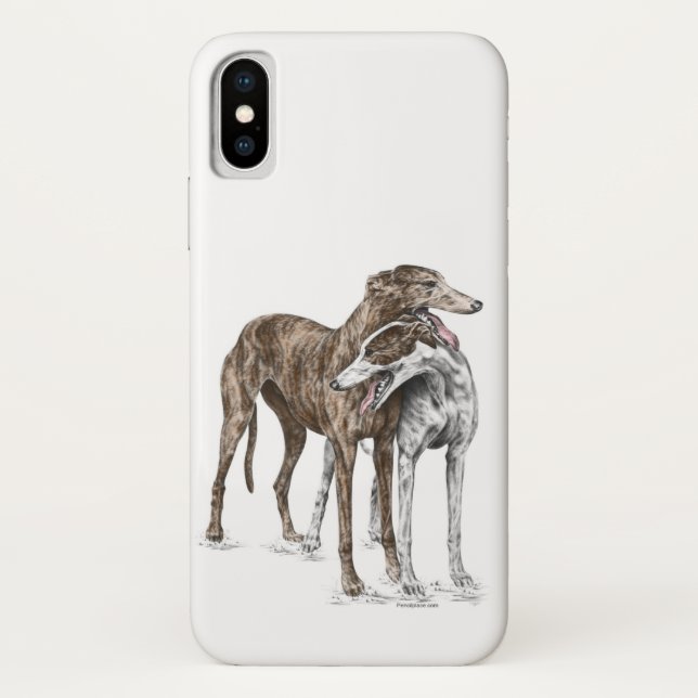 Funda De Case-Mate Para iPhone Dos Greyhound Friends Dog Art (Reverso)