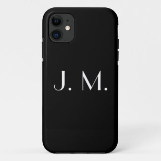 Funda Para iPhone 11 Dos letras Monograma blanco negro tipografía mínim